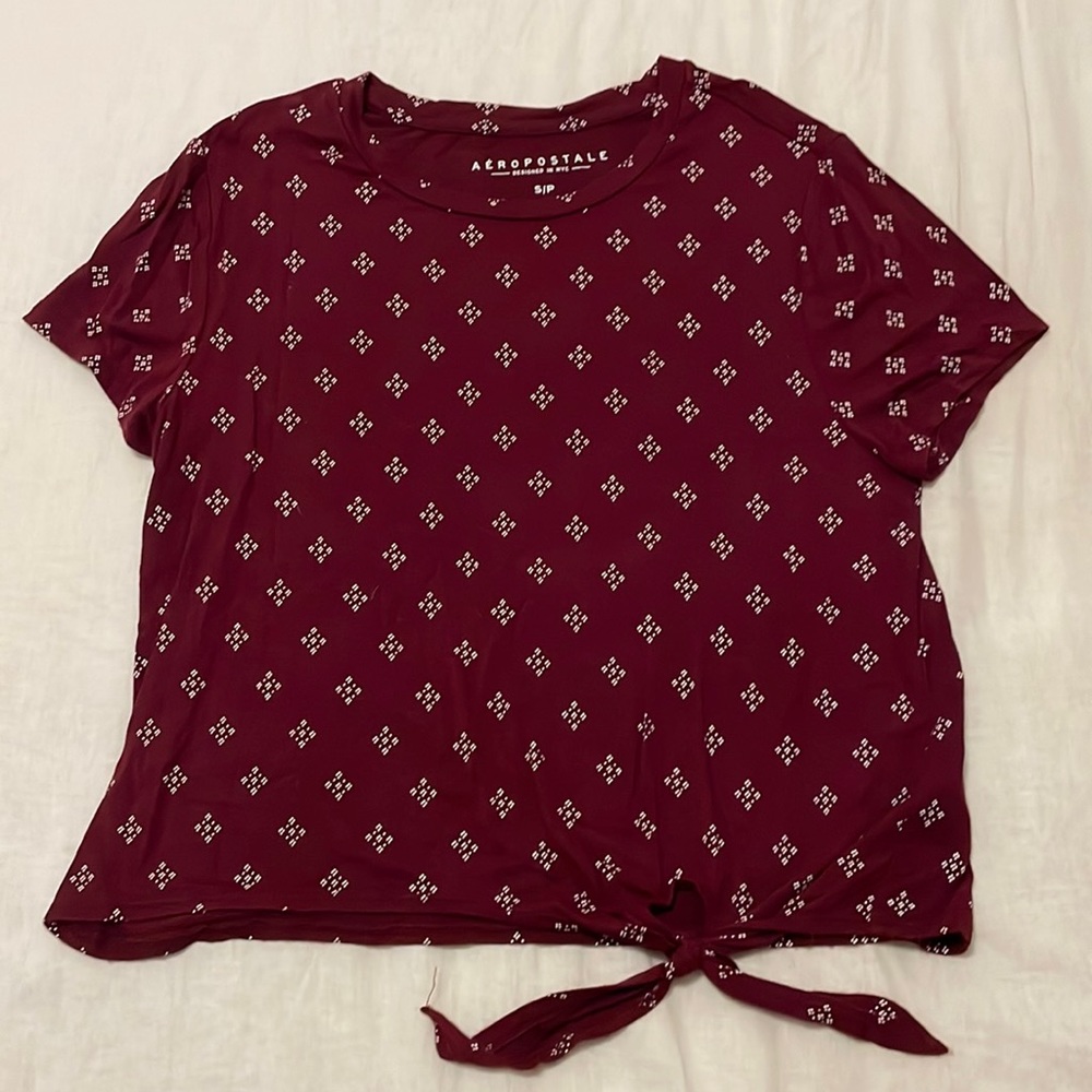 Aeropostale Maroon Tie Front Tee
